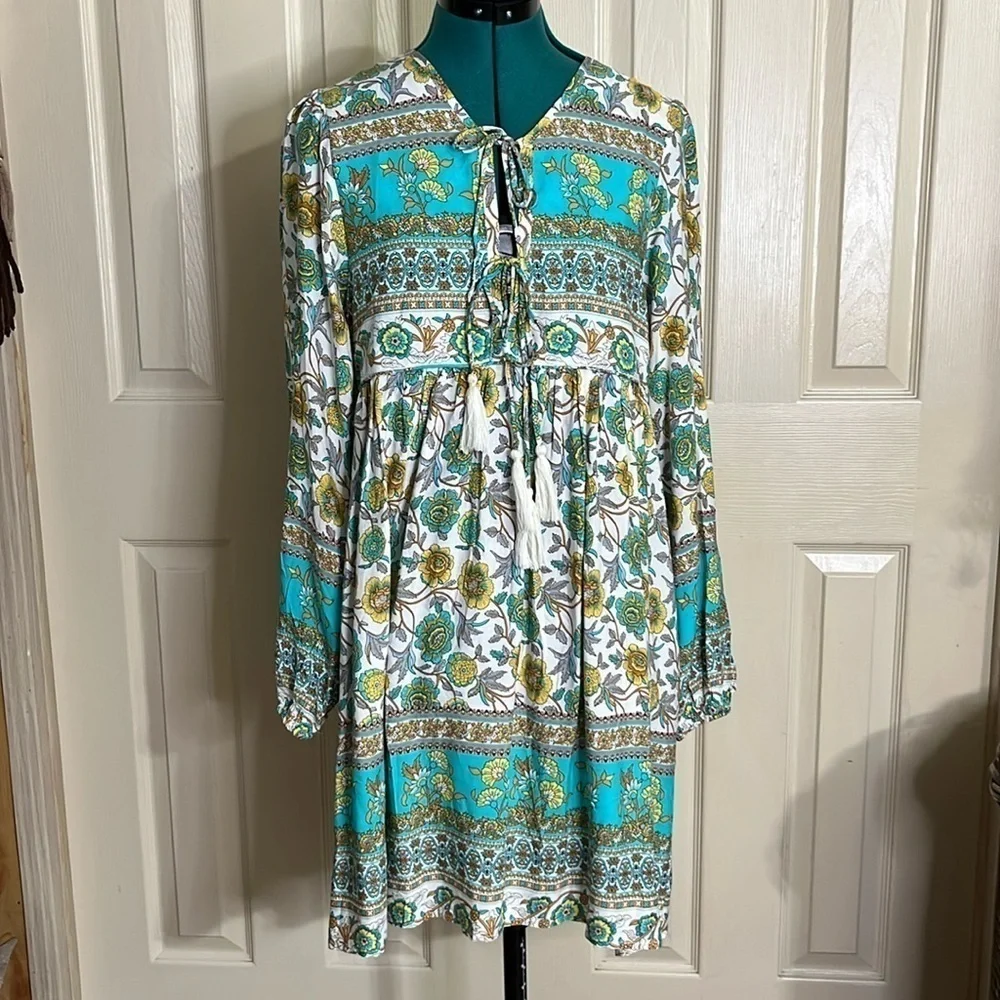 R Vivimos Boho Floral Sleeves Cottagecore Bohemian Dress (130) - Picture 1 of 9